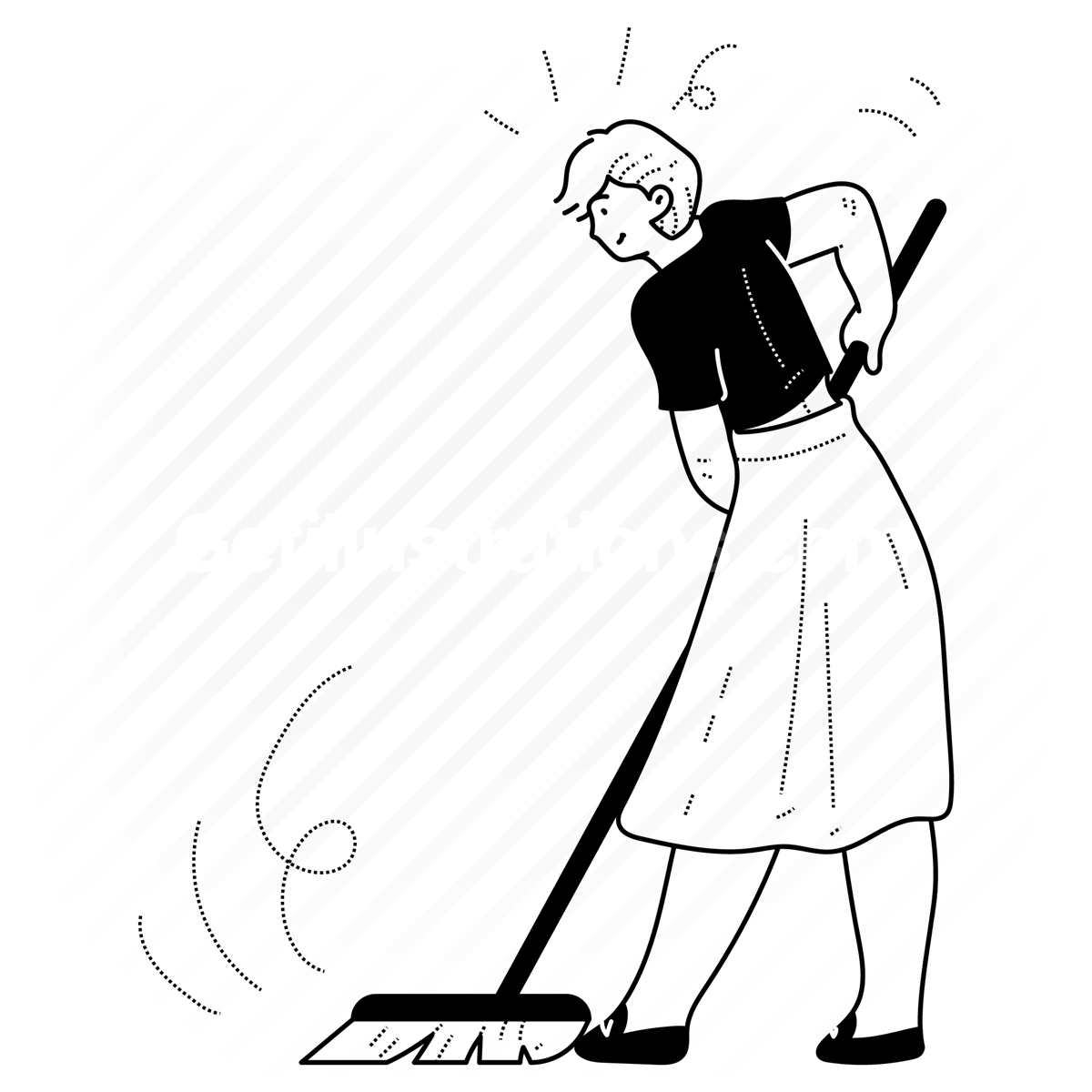 housekeeping, clean, cleaning, broom, sweep, floor, spring cleaning, woman
